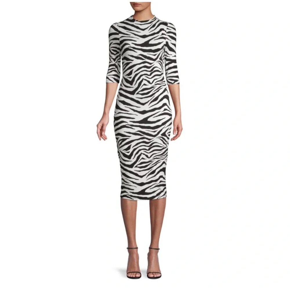 ALICE + OLIVIA Zebra-Print Sheath Bodycon Dress Size 6 - Picture 1 of 12